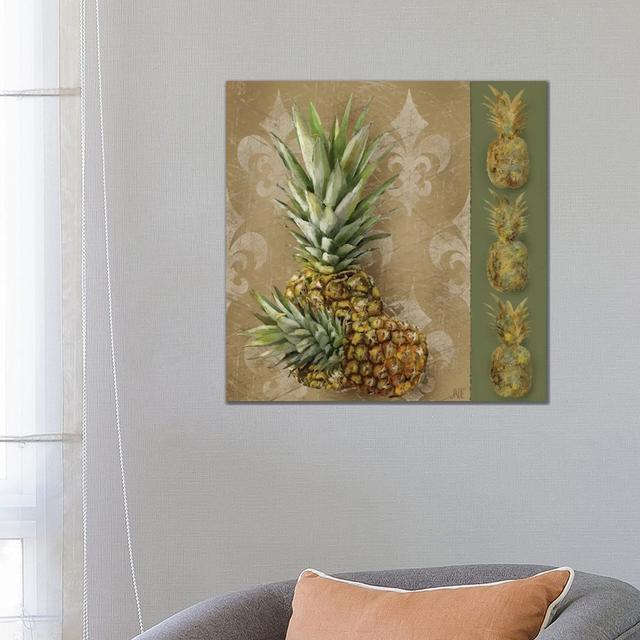 Pineapple Welcome II by Jade Reynolds - Wrapped Canvas Painting 17 Stories Size: 66.04cm H x 66.04cm W x 3.81cm D on Productcaster.