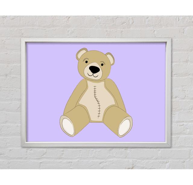 Stitched Up Teddy Baby - Single Picture Frame Art Prints on Canvas Bright Star Size: 59.7cm H x 84.1cm W x 3.3cm D, Colour: Lilac on Productcaster.