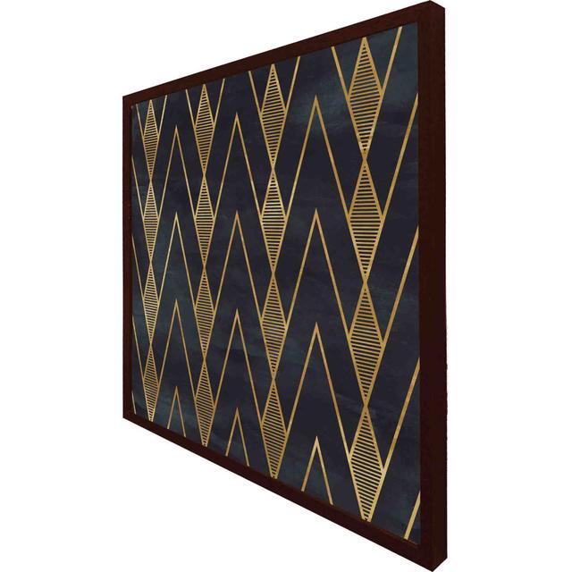 Artjem Gold Geometreic Lines - Single Picture Frame Art Prints Metro Lane Size: 76cm H x 76cm W x 4cm D, Frame Colour: Brown Framed on Productcaster.