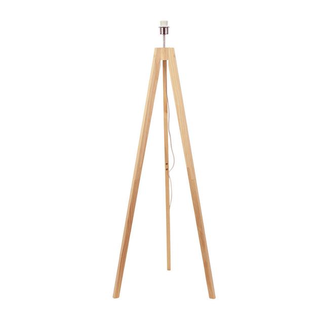 Byersville Natural Wood Tripod Floor Lamp with White Fabric Lamp Shade and LED Bulb George Oliver on Productcaster.