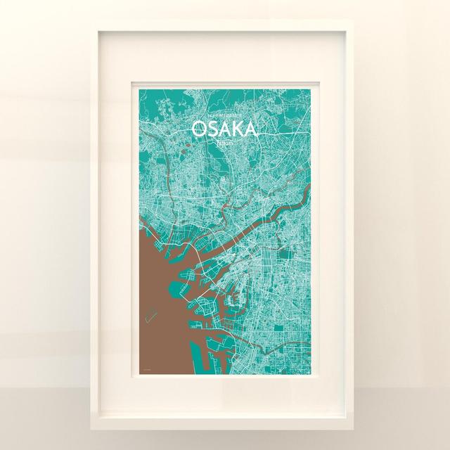 Osaka City Map in Nature - Unframed Graphic Art Borough Wharf Size: 17cm H x 11cm W x 0.05cm D on Productcaster.