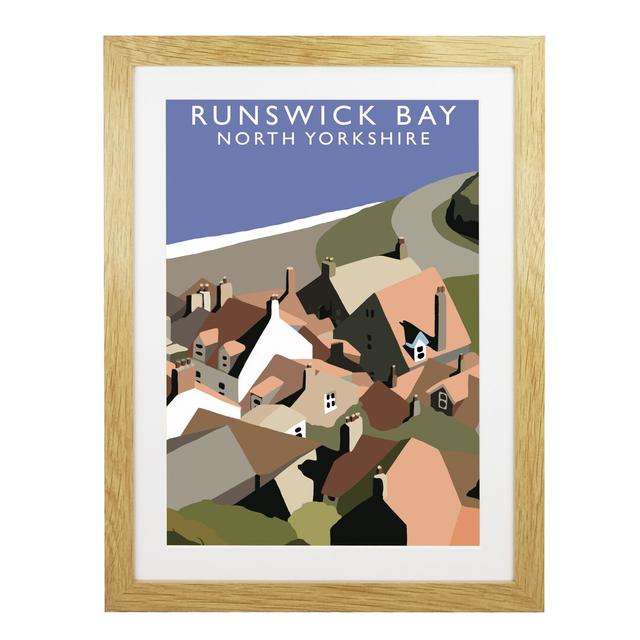 Runswick Bay 3 by Richard O'Neil - Graphic Art Print on Paper George Oliver Format: Oak Wood Frame, Size: 43.5 cm H x 33.5 cm W x 2.2 cm D on Productcaster.