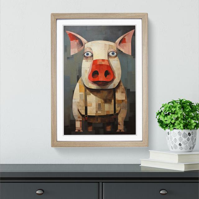 Pig Cubism - Single Picture Frame Print on Wood Brambly Cottage Frame Colour: Oak , Size: 34cm H x 25cm W x 2cm D on Productcaster.