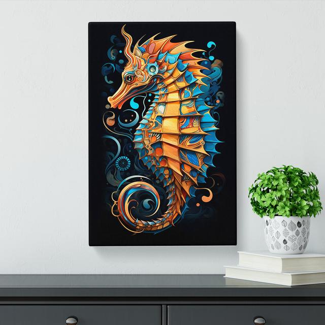 Seahorse Geometric Art House of Hampton Size: 76cm H x 50cm W x 3cm D on Productcaster.