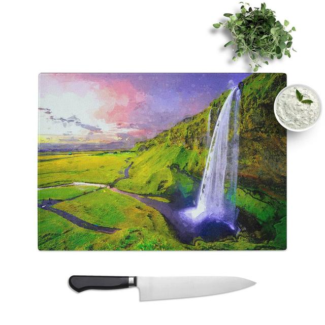 Tempered Glass Seljalandsfoss Waterfall Iceland Chopping Board East Urban Home Size: 28.5 cm W x 20 cm L on Productcaster.