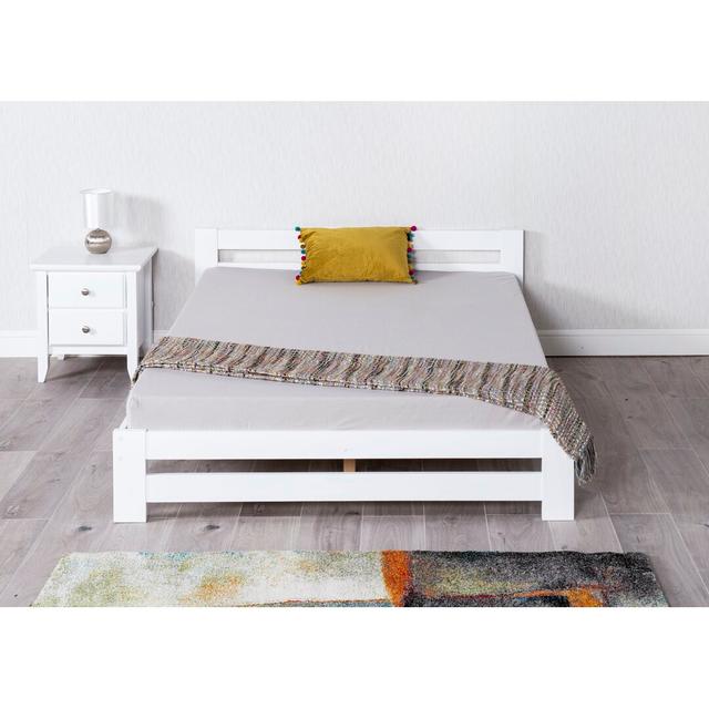 Nikolas Bed Frame Hashtag Home Size: Double (4'6), Colour: White on Productcaster.