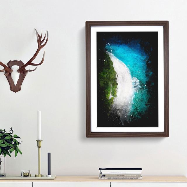 Maldives Paradise Beach Paint Splash - Picture Frame Graphic Art East Urban Home Size: 87cm H x 62cm W x 2cm D, Frame Option: Walnut Framed on Productcaster.