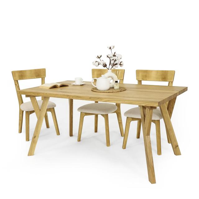 Solid Oak Wood Dining Table Alpen Home Colour: Brown Oil, Size: 76cm H x 140cm L x 90cm W on Productcaster.