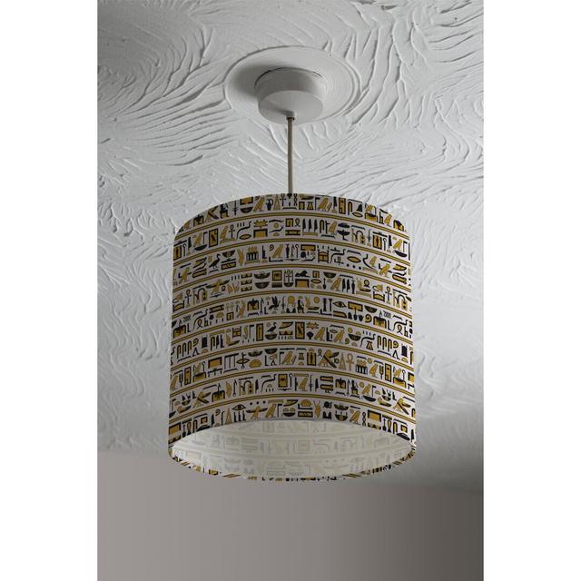 Ancient Egyptian Hieroglyphs Cotton Drum Lamp Shade Bloomsbury Market Size: 22cm H x 25cm W x 25cm D on Productcaster.