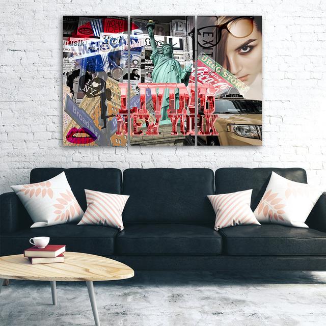 Canvas Print New York City Collage Pop Art Happy Larry Size: 40cm H x 60cm W x 2cm D on Productcaster.