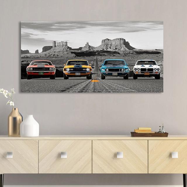 American Bullets (BW) - Wrapped Canvas Print Ebern Designs Size: 50cm H x 100cm W x 4cm D on Productcaster.