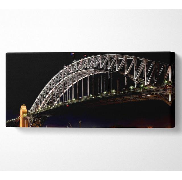 Sydney Harbour Bridge Night Lights - Leinwanddrucke Ebern Designs Größe: 81,3 cm H x 183 cm B x 10 cm T on Productcaster.