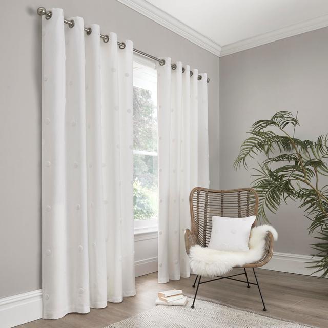 Zara Cotton Semi Sheer Grommet / Eyelet Curtain Pair (Set of 2) AppleTree Panel Size: Width 117 x Drop 183 cm on Productcaster.