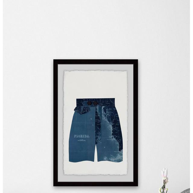 Navy Shorts - Picture Frame Graphic Art Print on Paper East Urban Home Size: 91cm H x 61cm W x 4cm D on Productcaster.