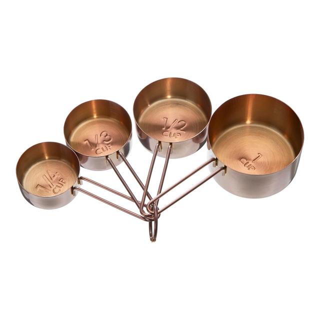 Dillard 4-Piece Stainless Steel Measuring Cup Set (Set of 4) Canora Grey Size: 5cm H x 16cm W x 9cm D, Colour: Rose Gold on Productcaster.