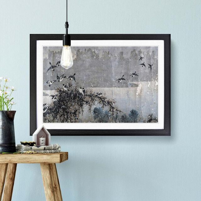 White-Breasted Crows Vol.2 by Zha Shibiao - Picture Frame Painting Print East Urban Home Size: 48cm H x 65cm W x 2cm D, Frame Option: Black Framed on Productcaster.