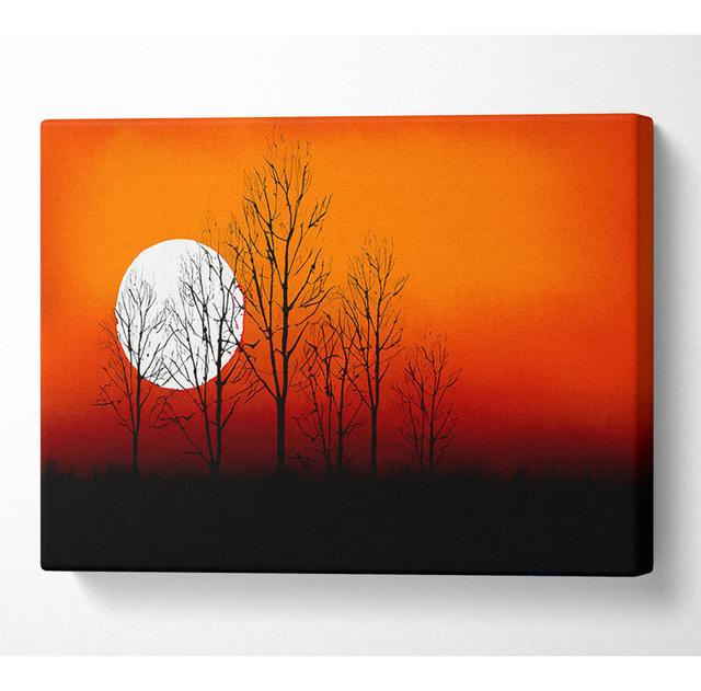 Orange Sunset Trees - Wrapped Canvas Art Prints Latitude Run Size: 35.6cm H x 50.8cm W x 10cm D on Productcaster.