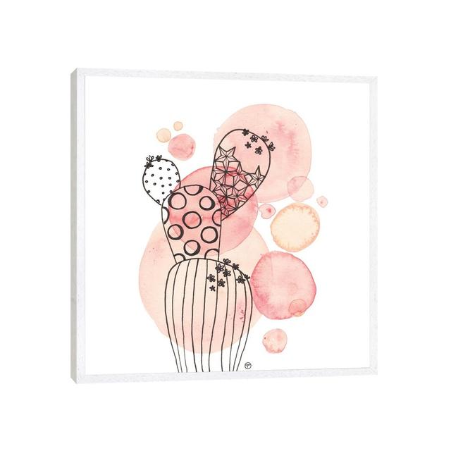 Cactus And Bubbles Small by CreatingTaryn - Print on Canvas Ebern Designs Size: 45.72cm H x 45.72cm W x 3.81cm D, Format: White Framed on Productcaster.