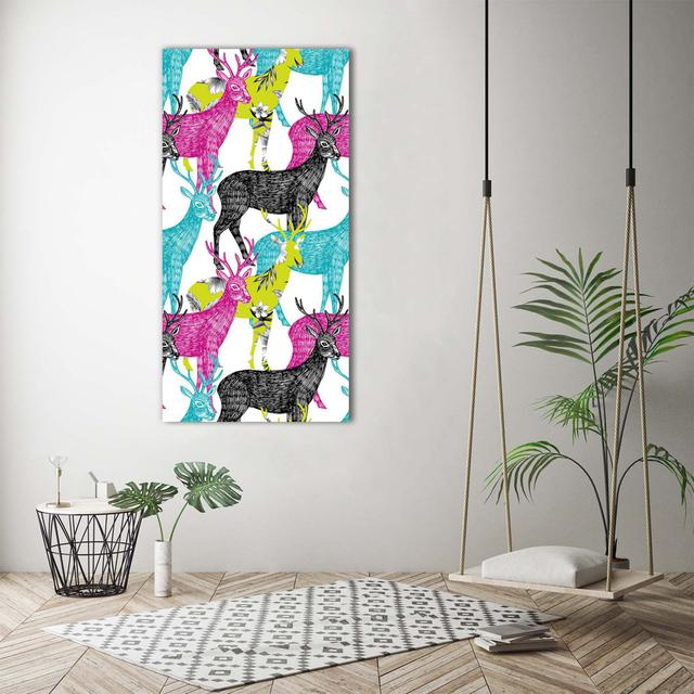 Colourful Deer - Wrapped Canvas Art Prints Union Rustic on Productcaster.