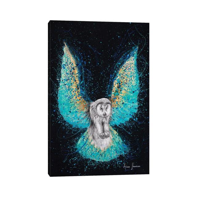 Illuminated Night Owl - Print Ebern Designs Size: 101.6cm H x 66.04cm W x 3.81cm D, Format: Wrapped Canvas on Productcaster.