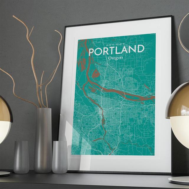 Portland City Map In Nature - No Frame Print Borough Wharf Size: 36cm H x 24cm W x 0.05cm D on Productcaster.