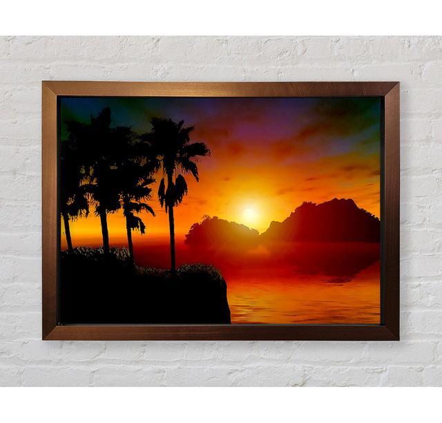 Palm Tree Orange Sun - Single Picture Frame Art Prints Bright Star Size: 84.1cm H x 118.9cm W on Productcaster.