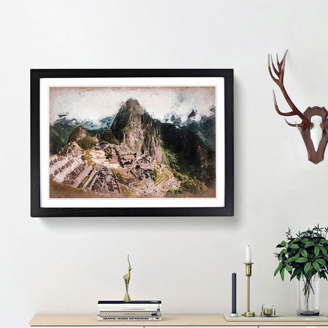 Machu Picchu and Huayna Picchu Mountain - Picture Frame Painting Print East Urban Home Size: 48cm H x 65cm W x 2cm D, Frame Option: Black Framed on Productcaster.