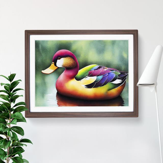 Duck Watercolour Vol.1 - Picture Frame Painting Brambly Cottage Size: 34cm H x 46cm W x 2cm D, Frame Colour: Walnut on Productcaster.