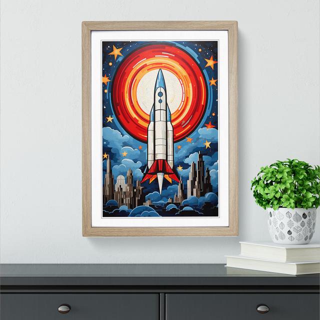 Rocket Expressionism - Single Picture Frame Print on Wood Big Box Art Size: 34cm H x 25cm W x 2cm D, Frame Colour: Oak on Productcaster.