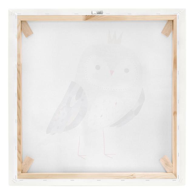 Crowned Owl Bright - Wrapped Canvas Graphic Art Zoomie Kids Format: Canvas 260g/m², Size: 70cm H x 70cm W on Productcaster.