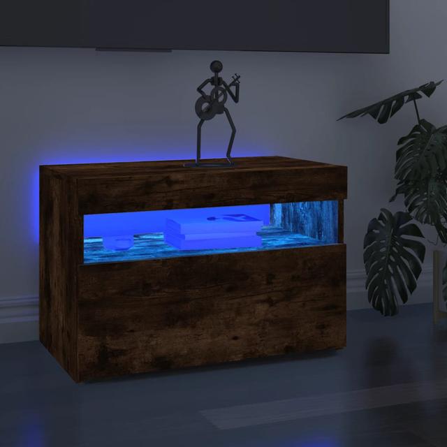 TV Cabinet With LED Lights 60X35x40 Cm | Modern Entertainment Unit Metro Lane Colour: Smoked Oak on Productcaster.