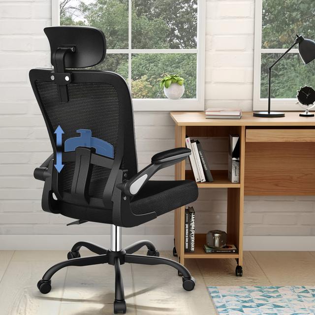 Rosley Office Chair Ergonomic Mesh Desk Chair Swivel Computer Chair with Adjustable Headrest, Wide Seat Cushion and Flip-up Armrest for Home Office I on Productcaster.