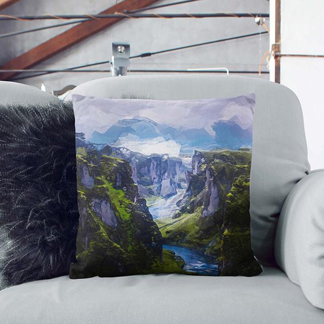 Cliffs of Iceland Cushion with Filling East Urban Home Size: 40cm H x 40cm W x 15cm D, Backing Colour: Black on Productcaster.