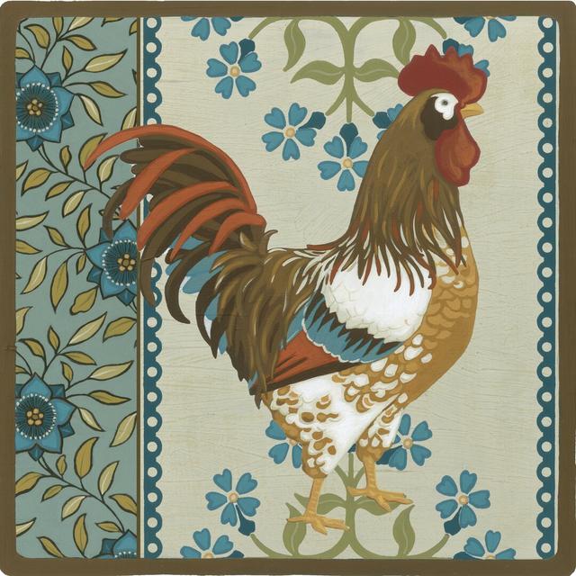 Cottage Rooster I by June Erica Vess - Wrapped Canvas Graphic Art Brambly Cottage Size: 122cm H x 122cm W on Productcaster.