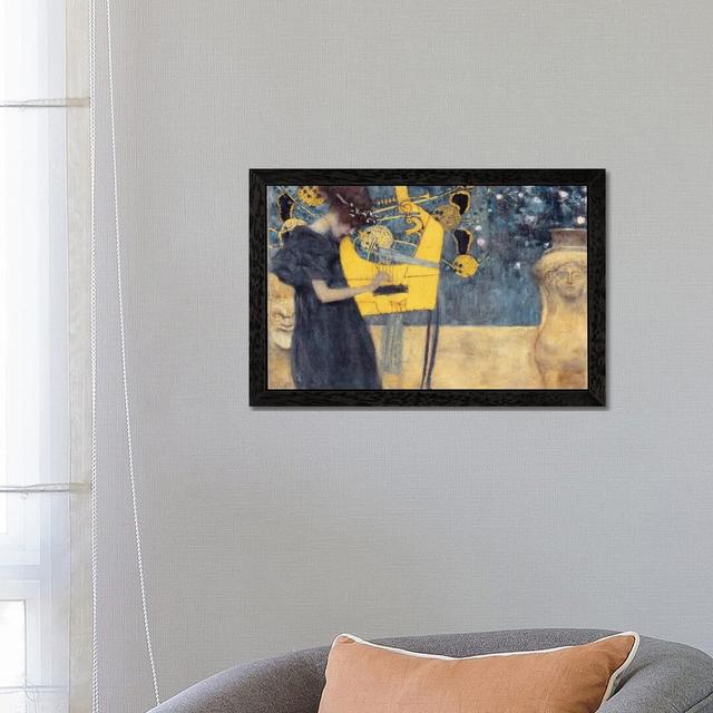 Musik I 1895 by Gustav Klimt - Painting Print Lark Manor Size: 66cm H x 102cm W x 4cm D, Format: Black Framed Canvas on Productcaster.