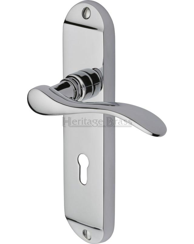 Maya Keyed (Entry) Door Handle (Set of 2) Heritage Brass Finish: Polished Chrome on Productcaster.