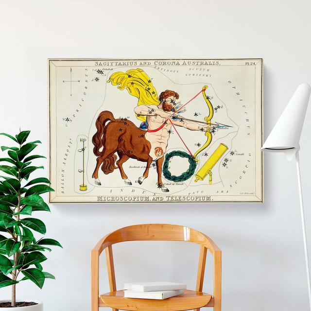 Astronomical Zodiac Chart Of The Sagittarius - Wrapped Canvas Print East Urban Home Size: 40cm H x 60cm W x 3cm D on Productcaster.