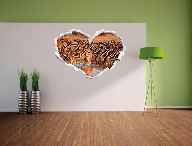 Wandtattoo Zebras, Safari, Sonnenuntergang, Afrika East Urban Home Größe: 64,5 cm H x 92 cm B x 0,02 cm T on Productcaster.