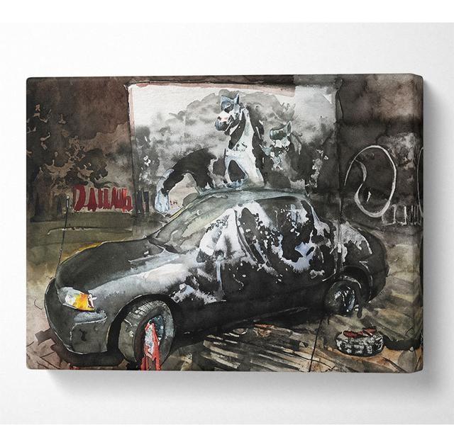 Car Graffiti Canvas Watercolour Latitude Run Size: 50.8cm H x 81.3cm W x 10cm D on Productcaster.