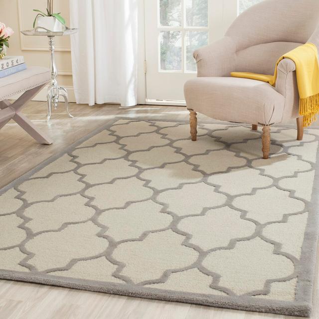 Rotteck Hand Tufted Wool Ivory/Silver Rug Canora Grey Rug Size: Rectangle 152cm x 243cm on Productcaster.