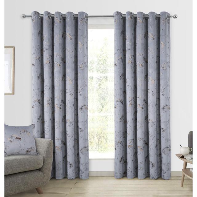 Amea Eyelet Room Darkening Thermal Curtains Rosalind Wheeler Colour: Grey, Panel Size: 114 cm x 183 cm on Productcaster.