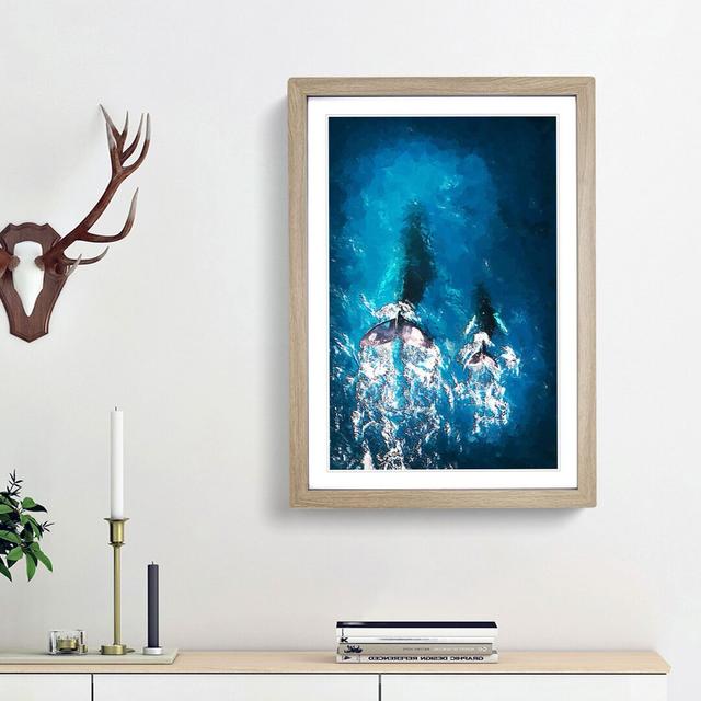 Mother and Calf Humpback Whale in Abstract - Picture Frame Graphic Art Print on MDF East Urban Home Size: 87cm H x 62cm W x 2cm D, Frame Option: Oak F on Productcaster.