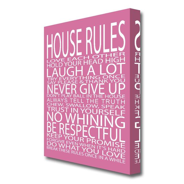 House Rules Love Each Other - Wrapped Canvas Typography Print East Urban Home Size: 81.3 cm H x 50.8 cm W on Productcaster.