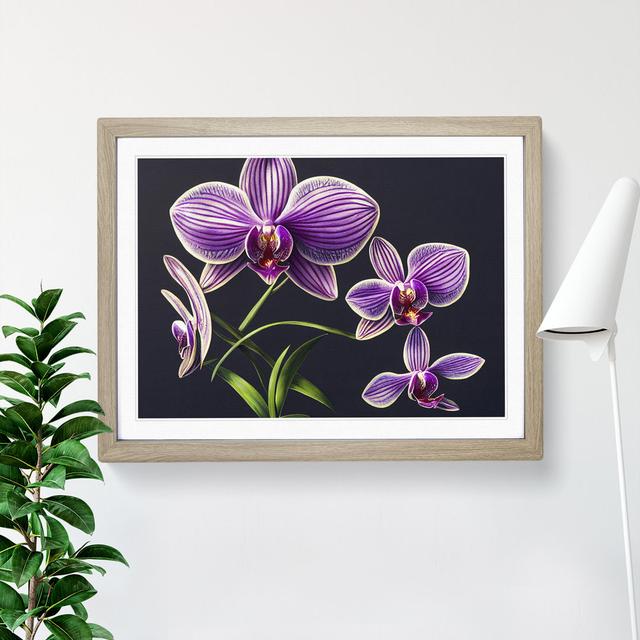 Dreamlike Orchid Flowers - Picture Frame Graphic Art Marlow Home Co. Size: 34cm H x 46cm W, Frame Colour: Oak on Productcaster.