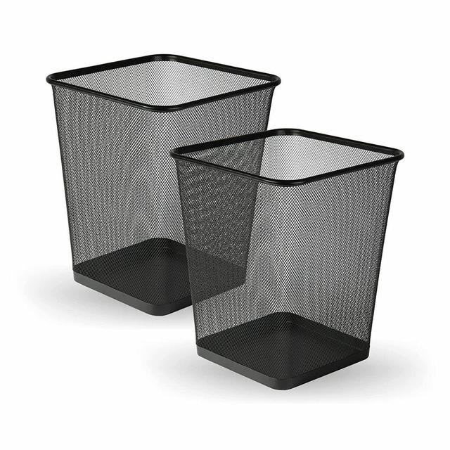 Maxel 10L Square Open Waste Bin Metal Mesh Bins Nonslip Pack of 2 Waste Paper Bin For Home Office Inbox Zero on Productcaster.