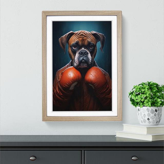 Boxer Dog Conceptual No.2 Big Box Art Frame Colour: Oak Framed, Size: 34cm H x 25cm W x 2cm D on Productcaster.