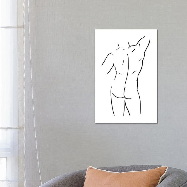 Male Body Sketch I - Black And White by Nouveau Prints - Wrapped Canvas Gallery-Wrapped Canvas Giclée Brayden Studio Size: 66.04cm H x 45.72cm W on Productcaster.