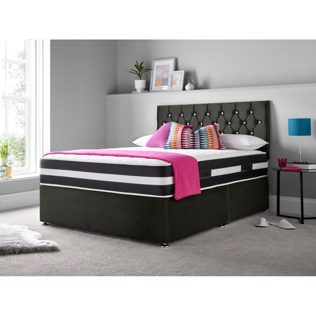 Marlton Divan Bed Set Rosdorf Park Colour: Black, Size: 75 x 190 cm - Small Single (2'6), Storage Type: Left Side Drawers on Productcaster.