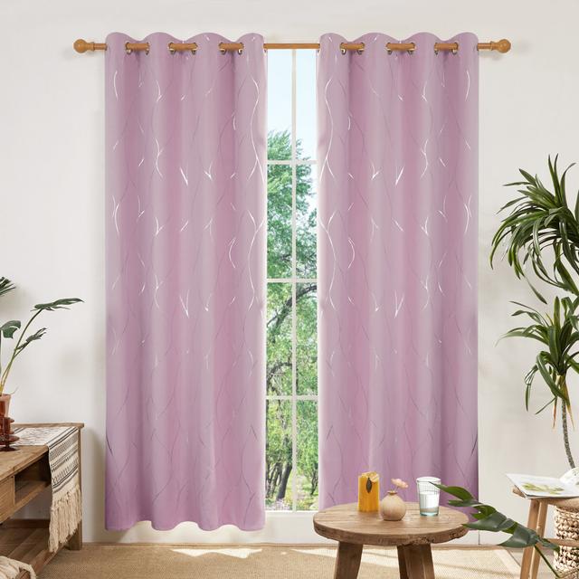 Seligman Wave Foil Printed Room Darkening Thermal Curtains (Set of 2) Metro Lane Panel Size: Width 168 x Drop 183 cm, Colour: Pink Lavender on Productcaster.