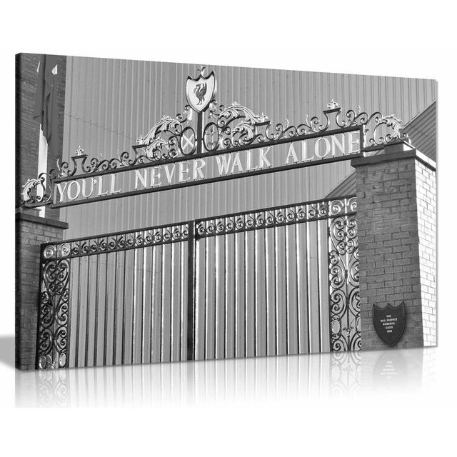 Liverpool FC You'll Never Walk Alone - Wrapped Canvas Print Marlow Home Co. Size: 41cm H x 61cm W on Productcaster.